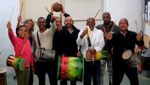 Membres du groupe Mizikaraïb et Rougaï Percus à Narbonne
